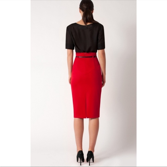 NWT Black Halo Red High Waist Pencil Skirt Size 10 - Picture 6 of 6